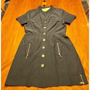 Andrew Marc Minimalist Women's Shirt Dress Lined Size 12 Snap Front Lined A+